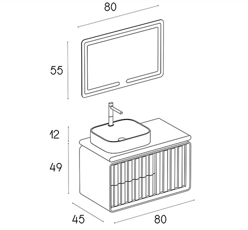 Wood and PVC vanity cabinet model L-012